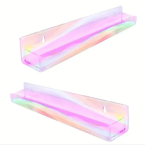 Rainbow Nail Polish Wall Organizer - Multi-Purpose Plastic Storage Rack With 6 Compartments For Nail Polish, Makeup Essentials & More - Vibrant Rainbow Design For Stylish Home Decor, Hanging Jewelry O