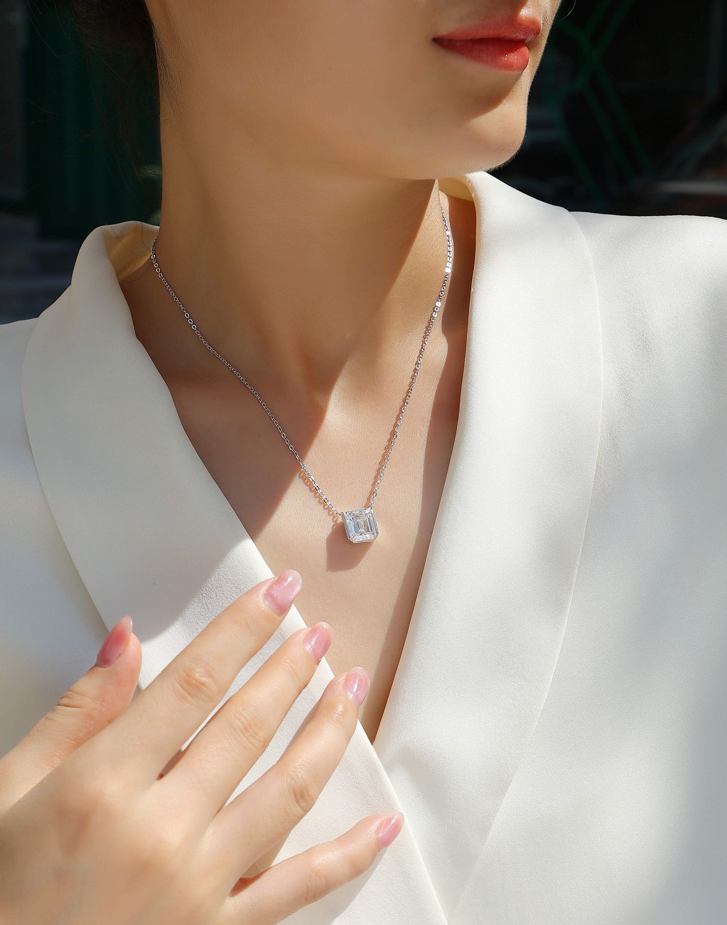 The Brilliance In A Small Space - A Fashionable Jewelry Pendant Set With Moissanite S925 Sterling Silver And Platinum-plated Diamond, Moissanite Silver Jewelry