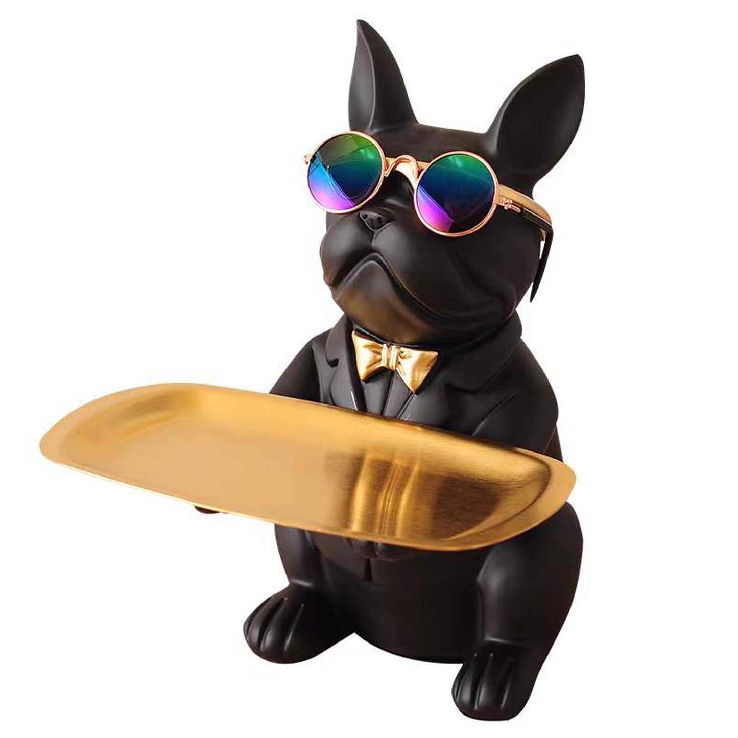 French Bulldog Statue Home Decoration, Cute Dog Statue With Tray, French Bulldog Accessory Gift, Black Or Brown Sculpture Home Decor Tray Black