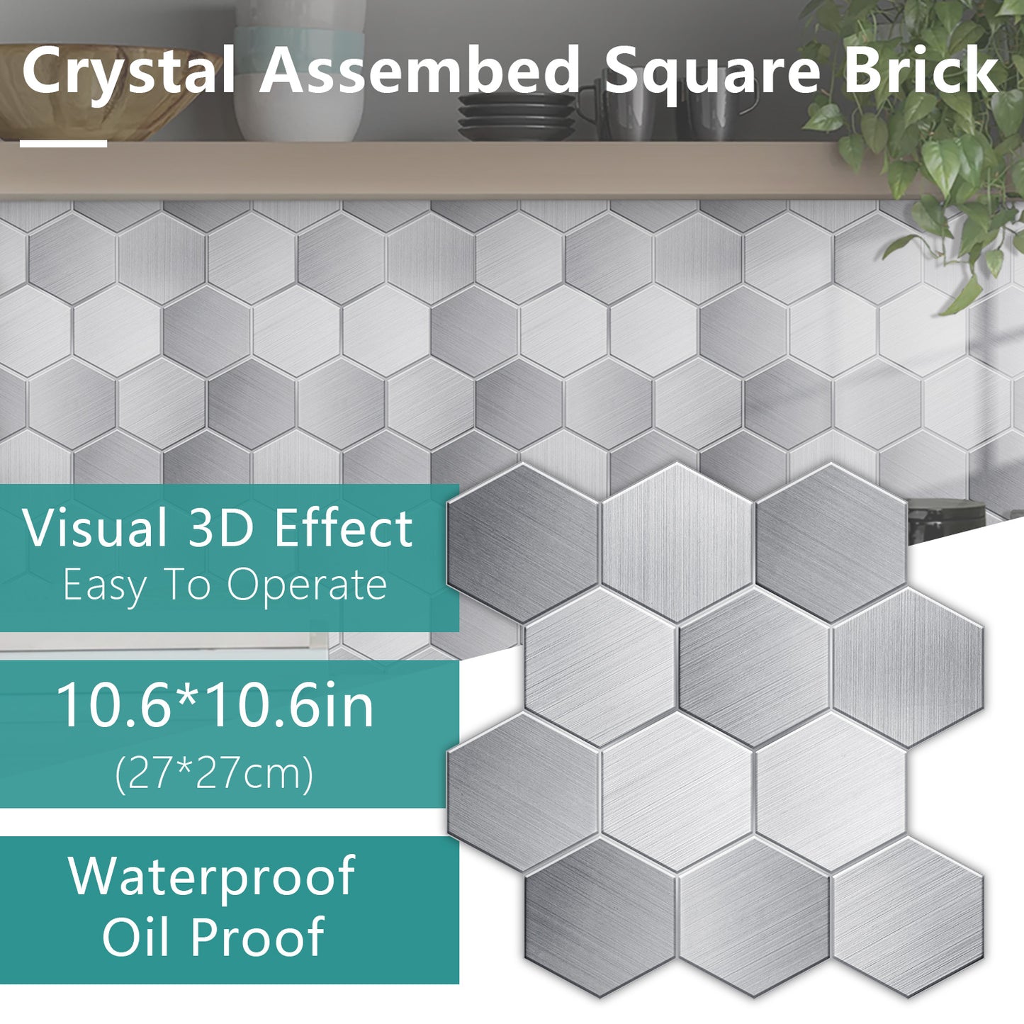 Hexagon Stick Kitchen Backsplash Tiles, Mosaic Tile Stickers Pvc Peel And Stick Backsplash Self Adhesive Decor For Kitchen Backsplash