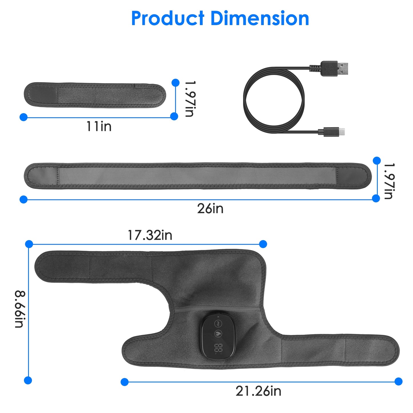 3-In-1 Heated Knee Massager Shoulder Heating Pads Elbow Brace With 3 Level Vibration And Heating Modes For Pain Stress Relief