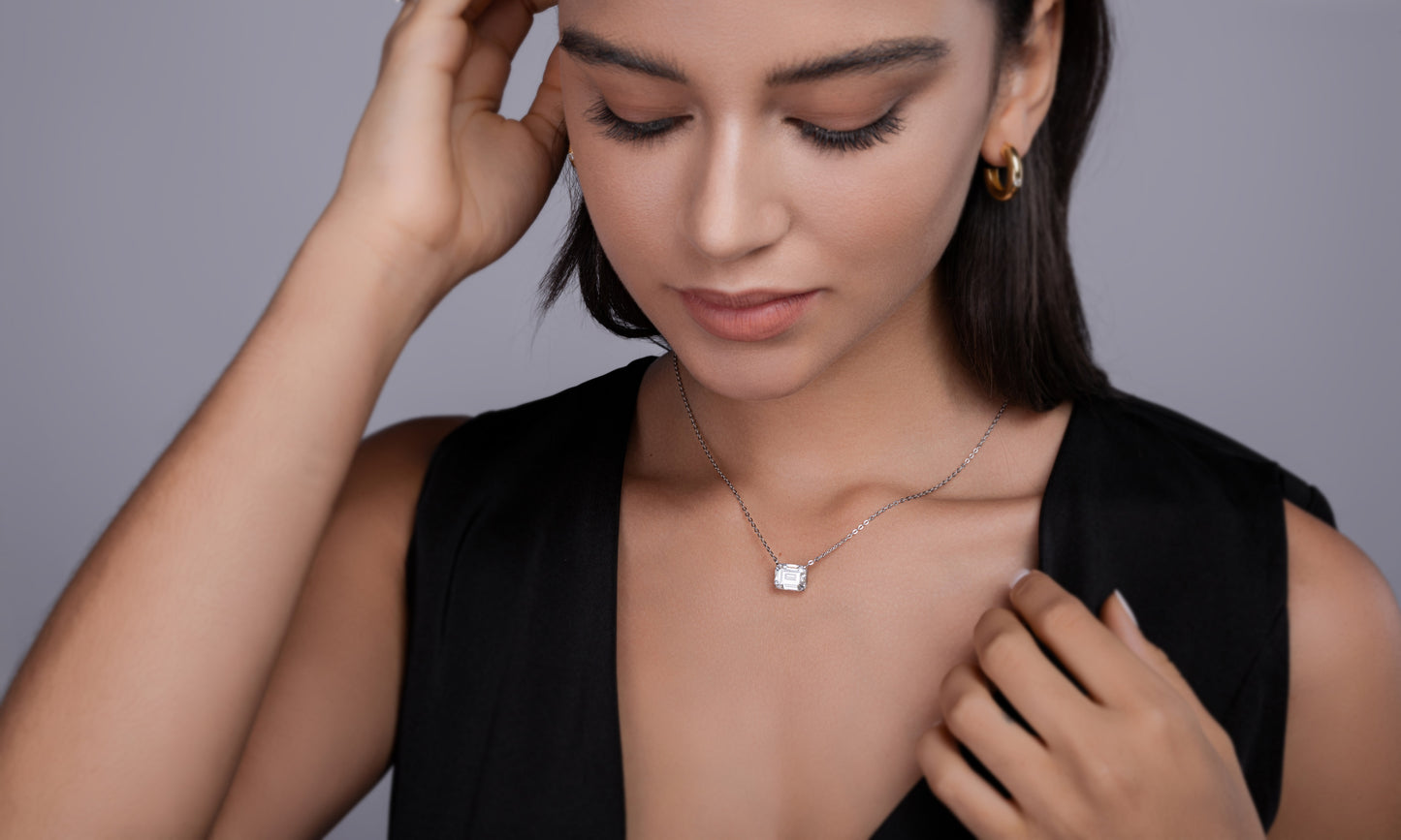 1Mirage In The Mirror - A Trendy Diamond Pendant Necklace Set With Octagonal  Moissanite S925 Sterling Silver And Platinum Plating Prohibit TikTok sales