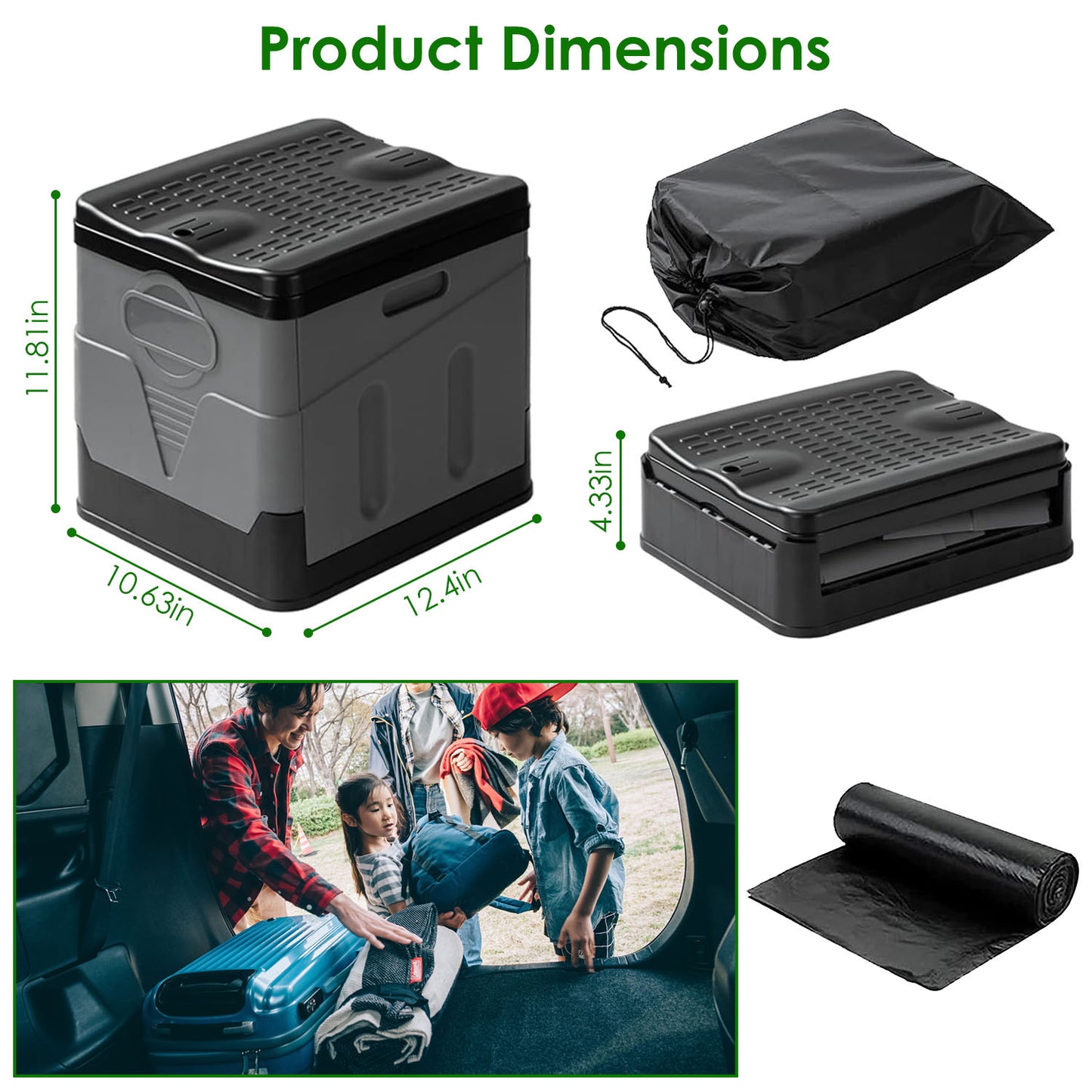 1Pc Portable Toilet For Car Camping Boating Hiking Outdoor Travel Potty With Carry Bag Foldable Emergency Toilet With Lid Trash Bags