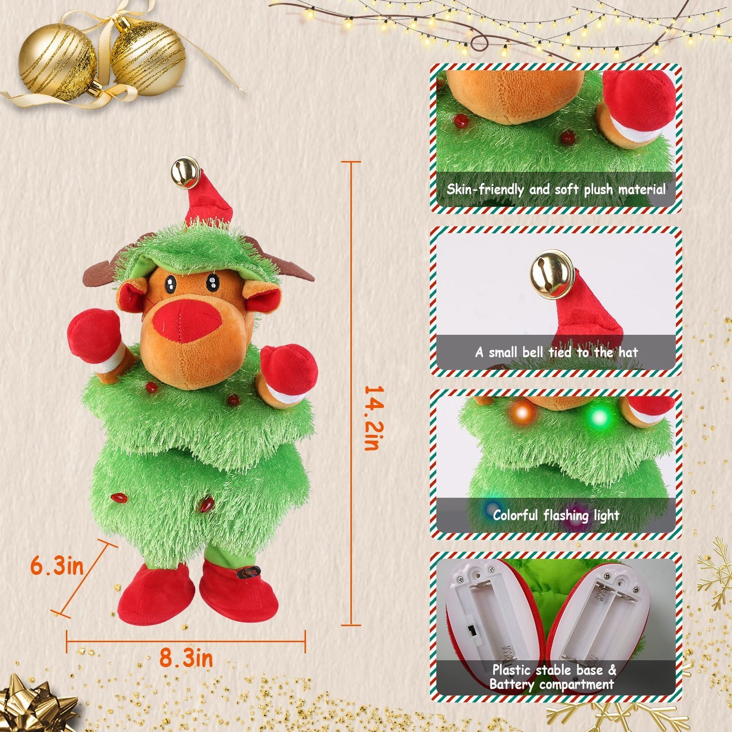 1Pc Penguin Or Elk Or Snowman Electric Dancing Singing Plush Toy Twisting Snowman Toy Talking Interactive Mimicking Funny Songs Wiggly Dance Kid Christmas Gift