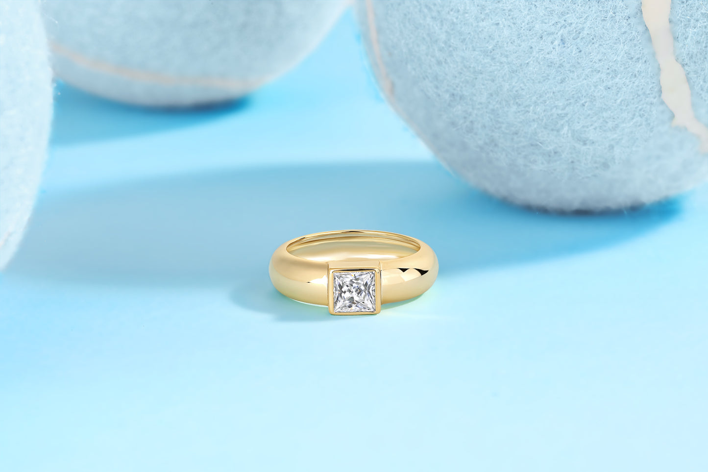 1Square Diamond Ring Wedding Ring Luxury Fashion Set Moissanite Silver Ring