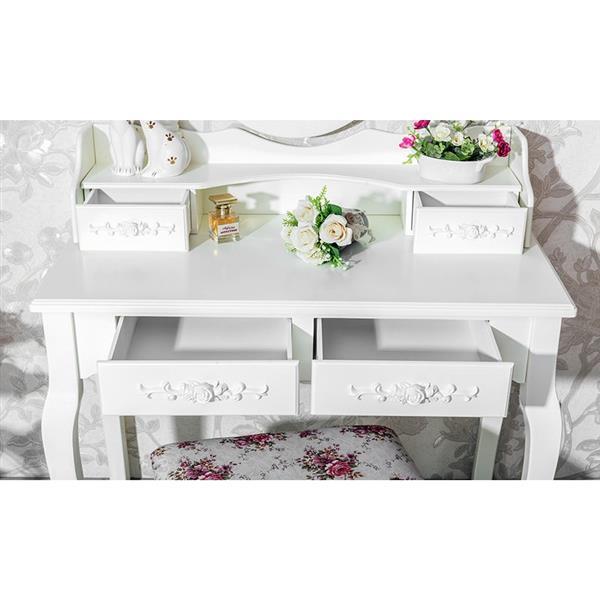 Four Drawer Single Mirror Dressing Table Set