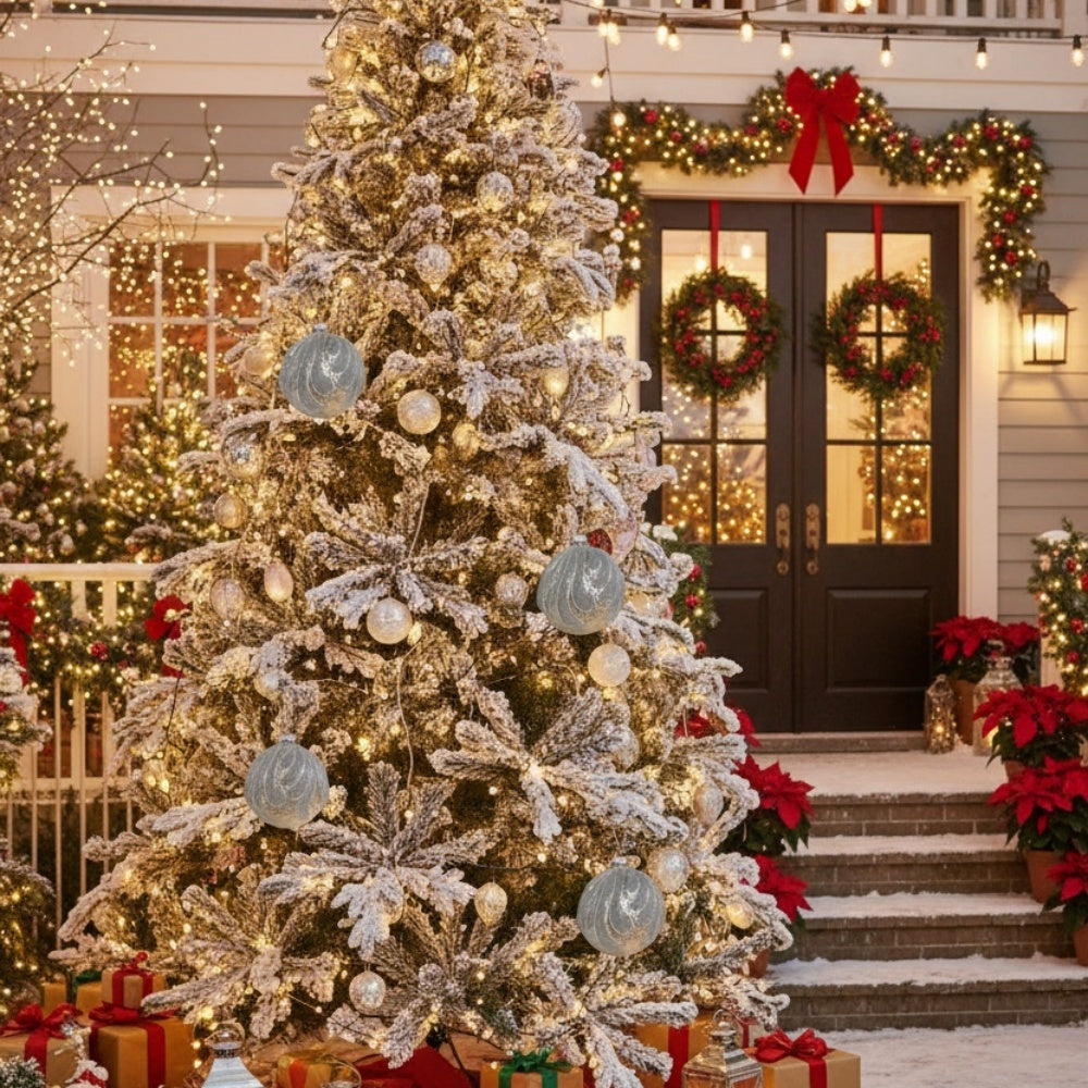 6PCS Set 3.9in Christmas Tree Ornament Balls Glass Hanging Holiday Decor For Party & Tree Festive Decorations Home Ornaments