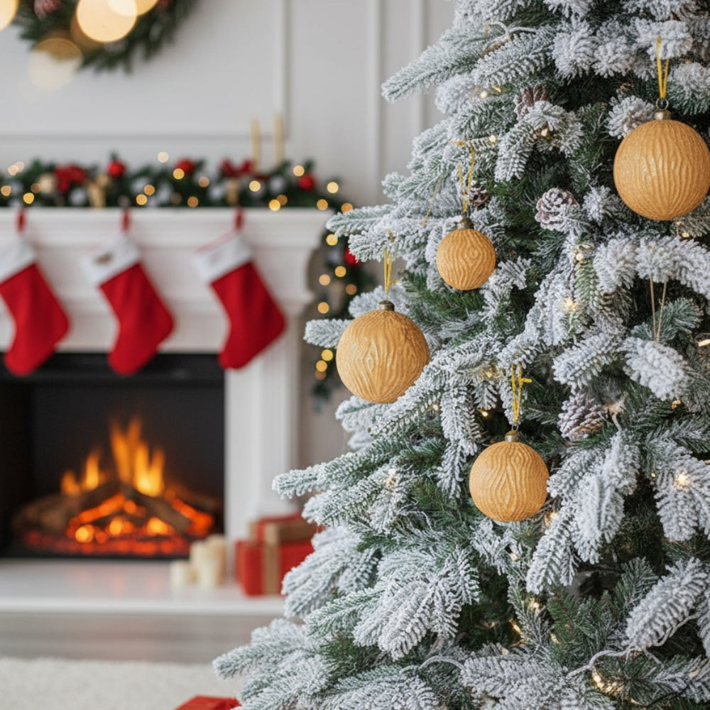 6PCS Set 3.9in Glass Christmas Tree Ball Ornaments Shimmering Hanging Decor For Holiday Tree Party Festive Home Decor