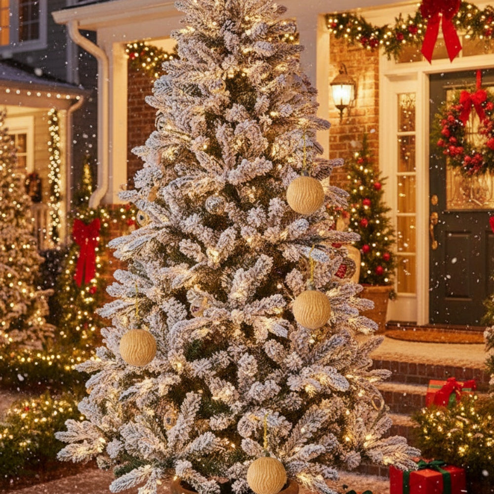 6PCS Set 3.9in Glass Christmas Tree Ball Ornaments Shimmering Hanging Decor For Holiday Tree Party Festive Home Decor