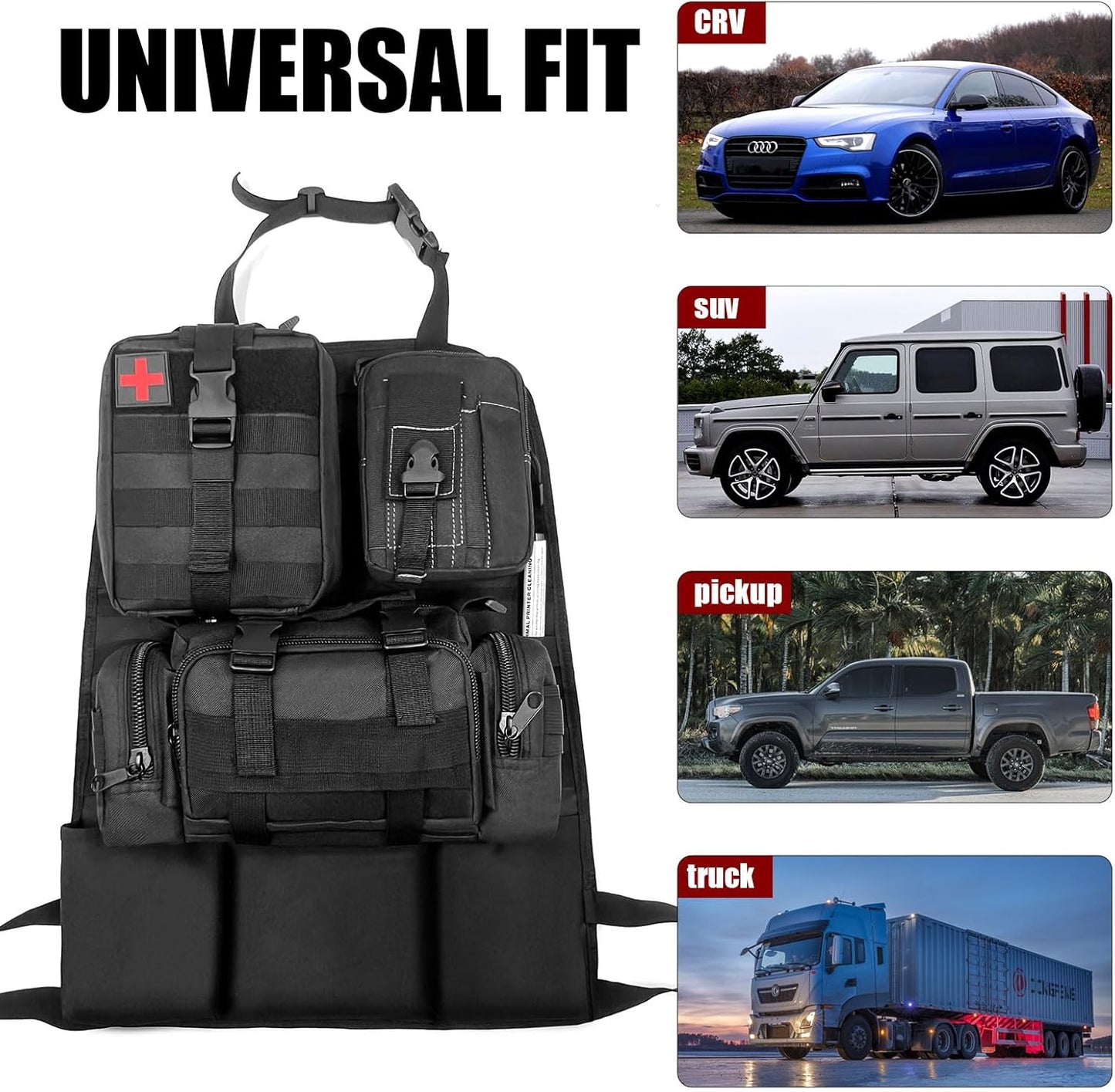 2 Set-Storage Bag, Back Seat Organizer With 3 Detachable Pouches, Tool Room, Warehouse, Outdoor Activity Use