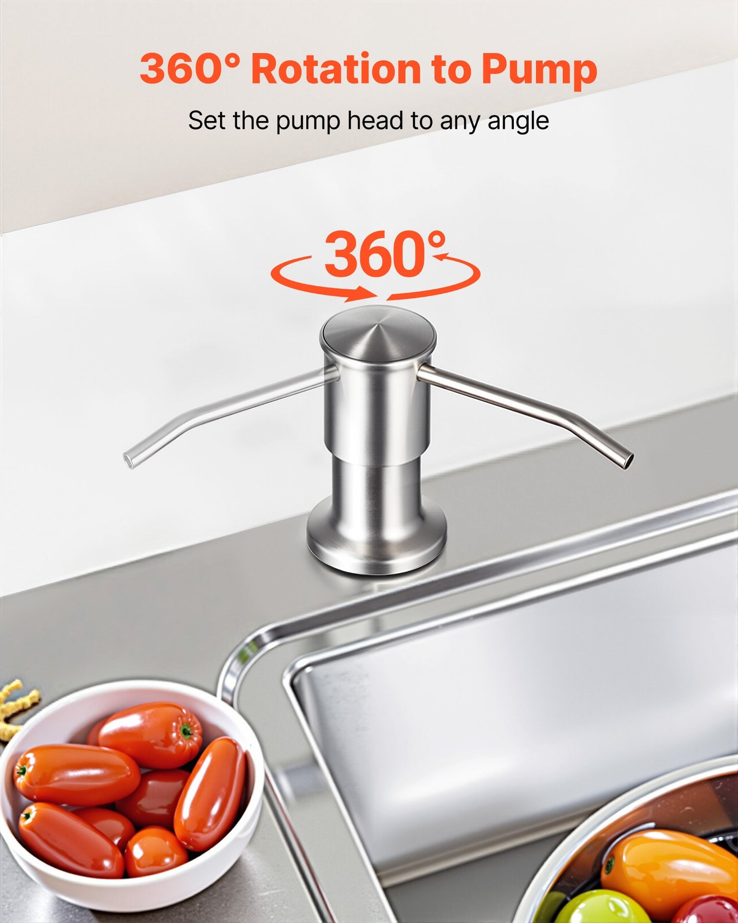 Built In Soap Dispenser For Kitchen Sink Stainless Steel Counter top Pump