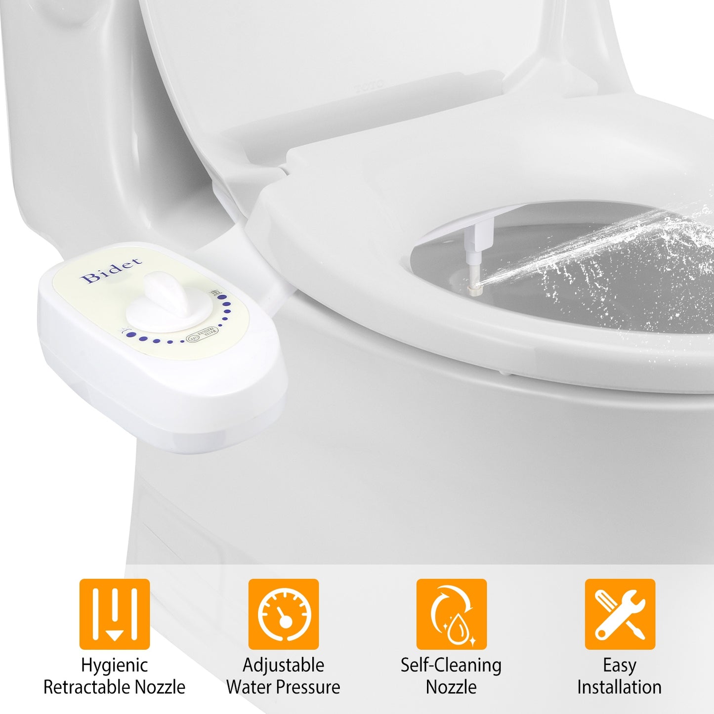 Bidet Water Spray No Electric Mechanical Bidet Toilet Seat Attachment Adjustable Water Pressure