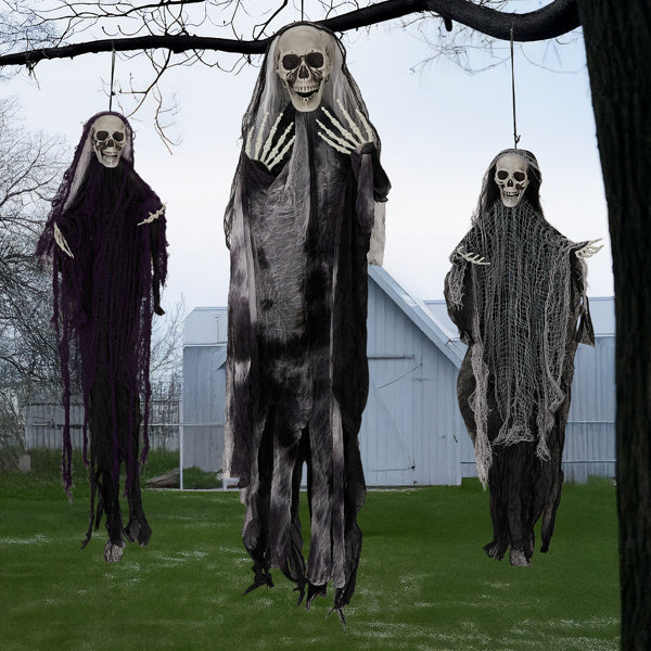 3PC Hanging Skeleton Ghost, One 4.6FT And Two 3FT Halloween Hanging Decorations