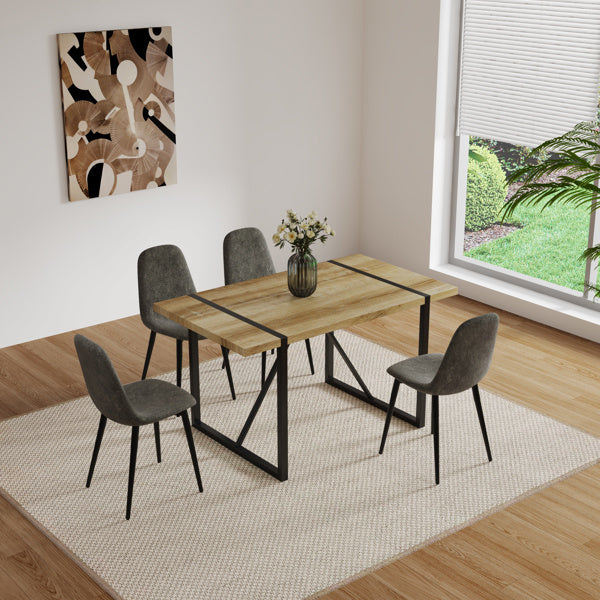 Set Of 4 Grey Dining Chairs, Modern Kitchen Dining Chairs, Suede Upholstered Dining Chairs