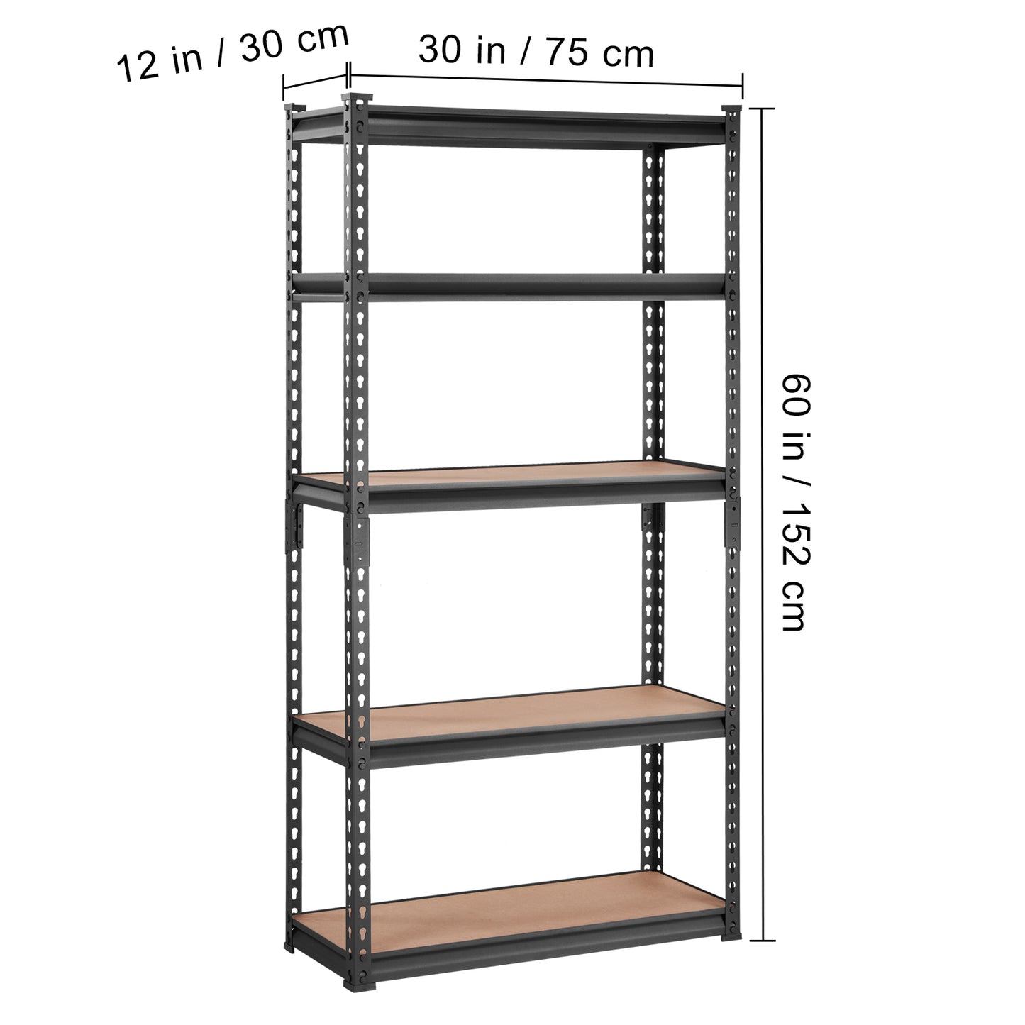 Storage Shelving Unit, 5Tier Adjustable, 2000 Lbs Capacity, Heavy Duty Garage Shelves Metal Organizer Utility Rack, Black, 30L X 12W X 60 H For Kitchen Pantry Basement Bathroom Laundry