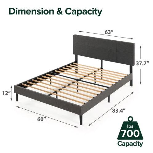 Denna UPH STD Bed Dark Grey QUEEN