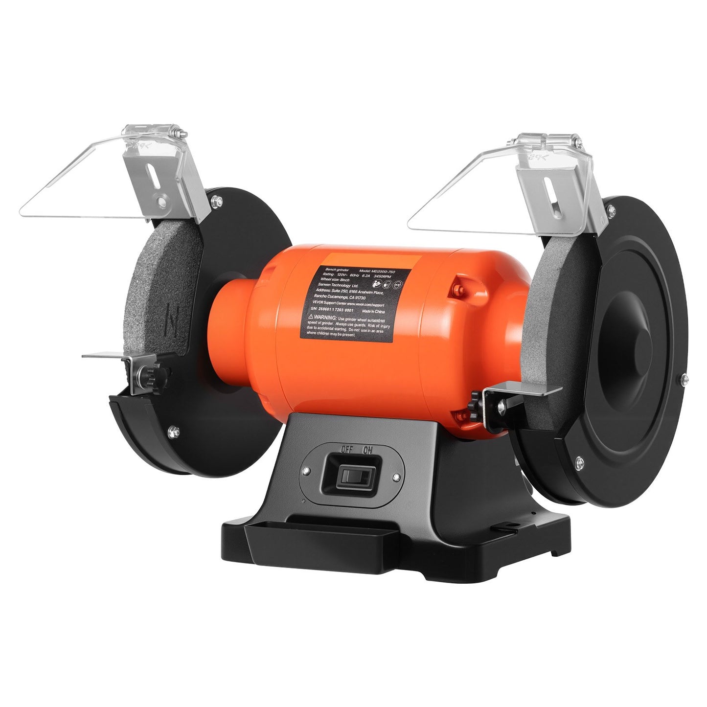 Bench Grinder, 8-inch Single Speed Bench Grinder, 3450RPM High-Speed Table Grinders With 750W 6.2A Induction Motor, 36/60-Grit Grinding Wheel & Adjustable Eye Shield For Fast Sharpening Grinding