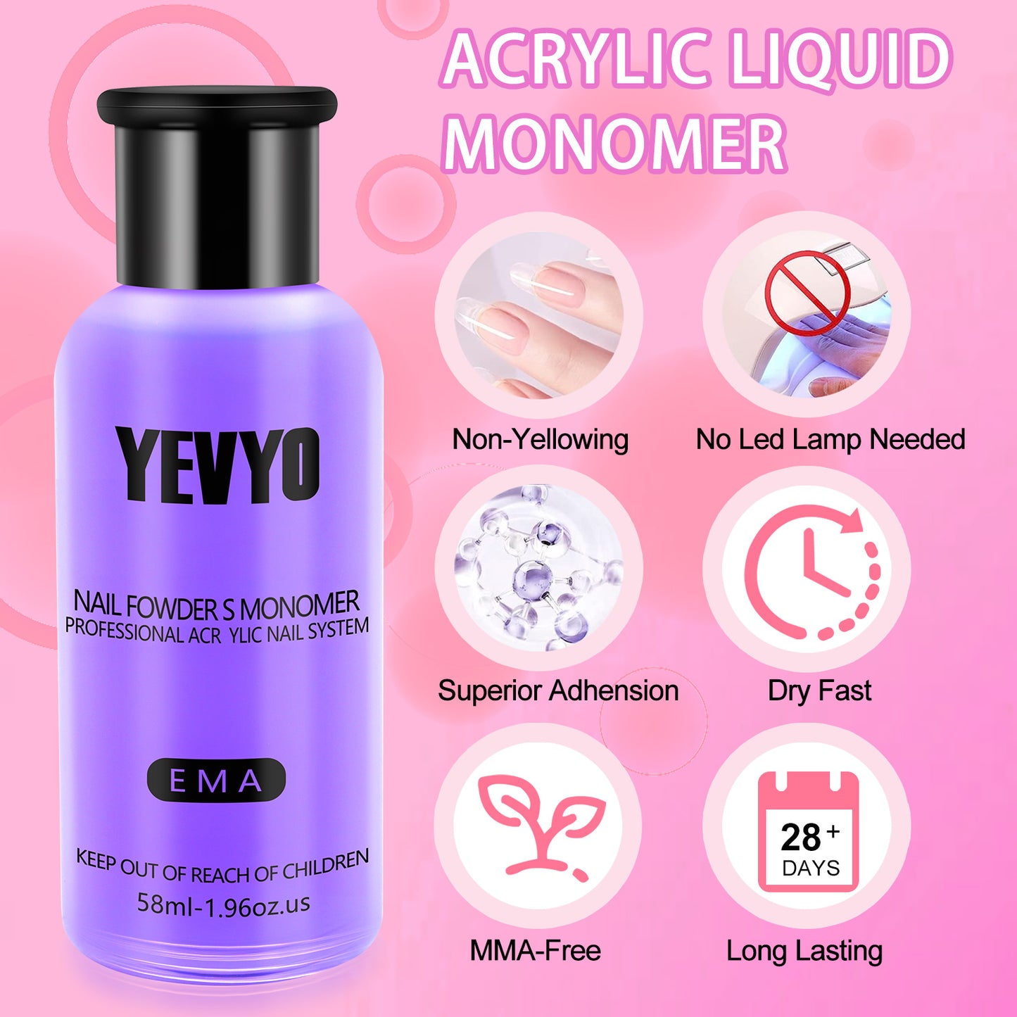 Professional Acrylic Nail Kit, With Pink Nail UV LED Lamps, Acrylic Powders,  Base Top Coat, Nail Tips, Rhinestones, Nail Decorations And Nail Art Tools