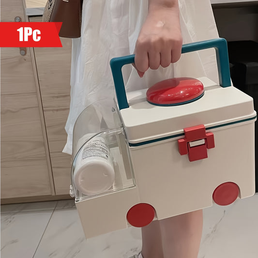 Large Capacity Ambulance-Shaped Storage Box With Lid - Multifunctional Organizer For Sundries & Pills, Perfect For Home Decor, Storage Bins For Home Organization