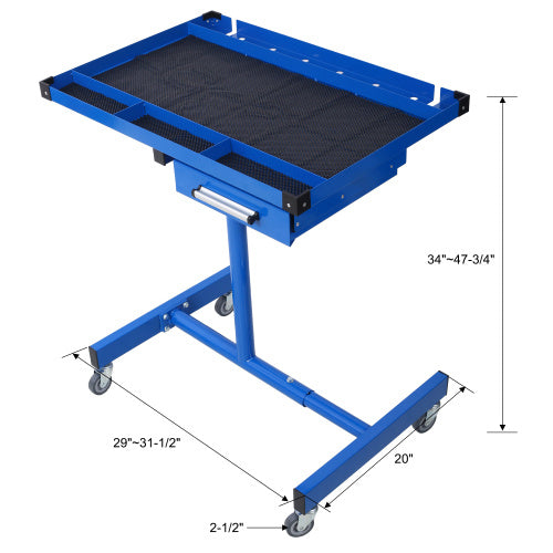 Adjustable Tear Down Work Table With Drawer For Garages, Repair Shops, And DIY, Portable, 4  2.5 Swivel Casters, 220 Pound Capacity, Rubber Corners, Heavy Duty Steel,