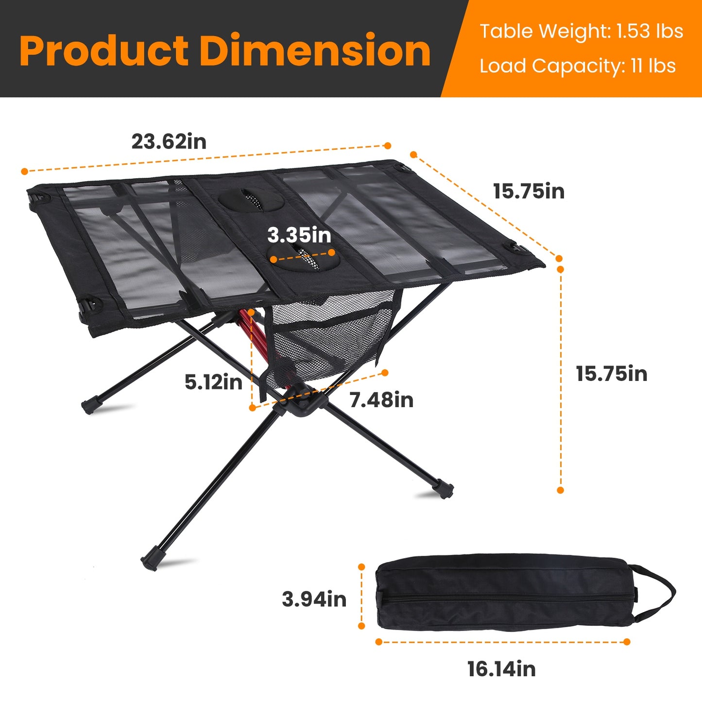 1Pc Portable Folding Camping Table Foldable Beach Table Aluminum Alloy Frame With 2 Cup Holders 2 Side Pockets Carry Bag For Picnic Camping Hiking Beach BBQ