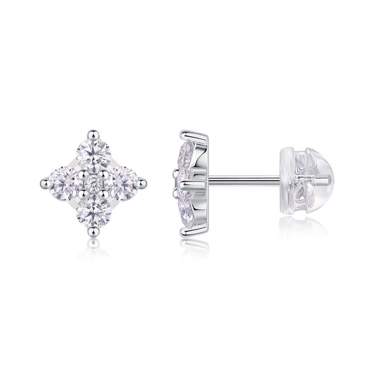 Sweetheart French - Fashionable And Luxurious Diamond Jewelry Set With Moissanite S925 Sterling Silver And Platinum-plated Stud Earrings