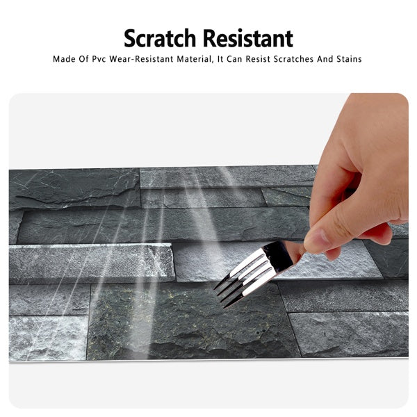 Black Gray Stone Tile Peel And Stick Wallpaper Home Decoration Waterproof Self-Adhesive Wallpaper For Bathroom Kitchen Living Room Splash-proof Removable No Glue Required Easy To Install
