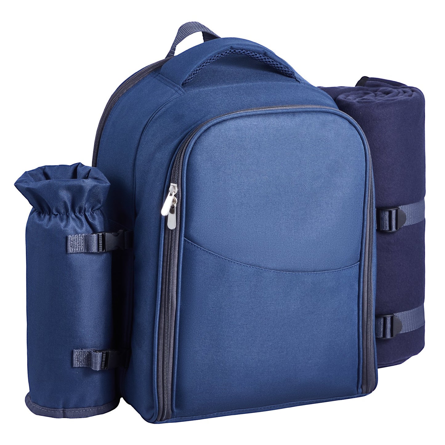 Beach Picnic Backpack Bag For 2 Person With Cooler Compartment Navy Blue