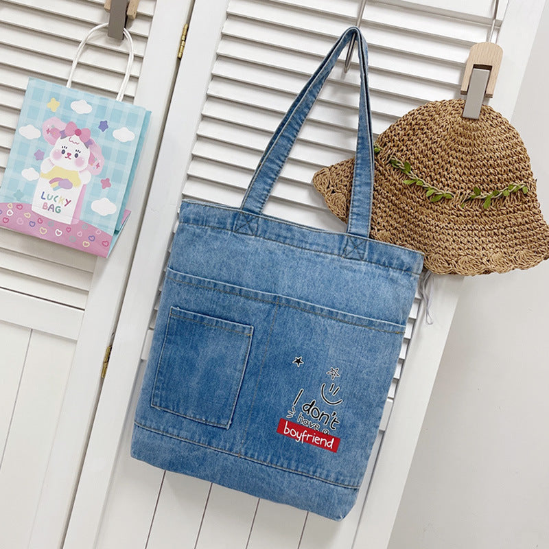 Women's Simple All-match Shoulder Denim Handbag
