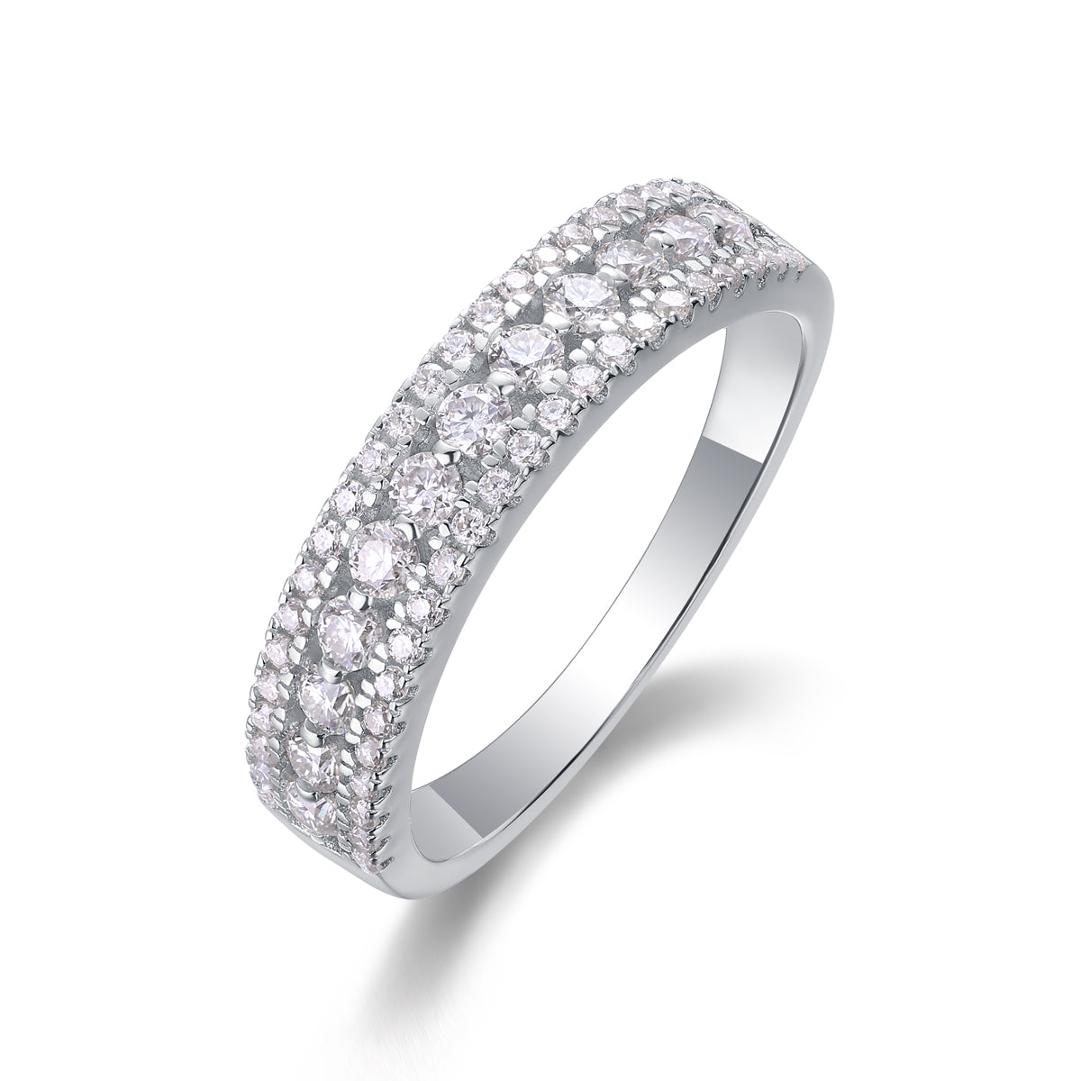 1Luxury Fashion Multi-row Diamond Ring With Moissanite Silver Ring Prohibit TikTok sales
