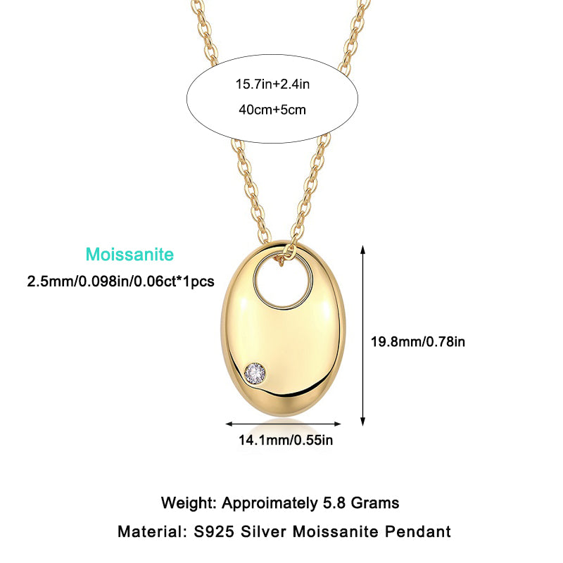 First Encounter - A Fashionable And Trendy Diamond Pendant Necklace Set With Moissanite S925 Sterling Silver And Gold Plating