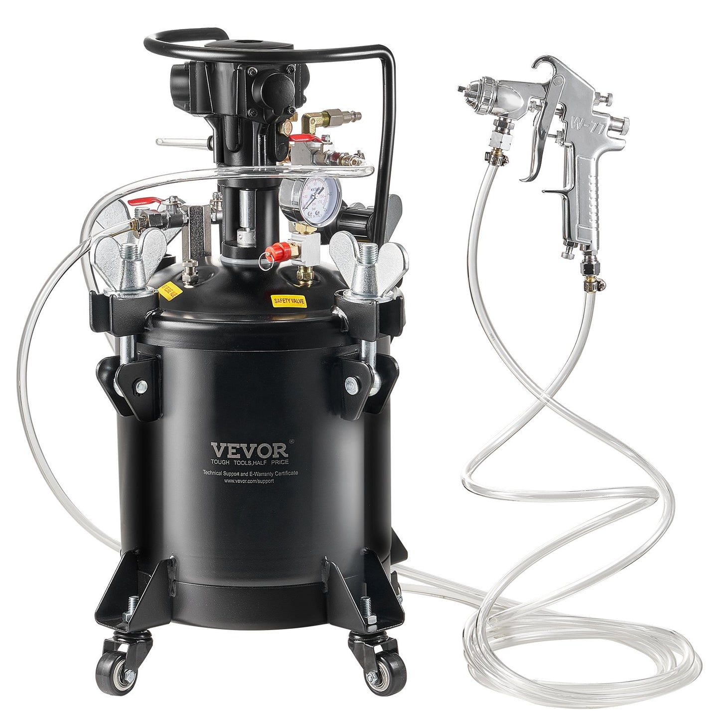 Spray Paint Pressure Pot, 10 L/2.5 Gal Fully Automatic Stirring Pressure Pot Tank, 70 Psi Adjustale Pressure, Pressure Pot Paint Tank With Spray Gun And Hoses, For Home Decor Industry Painting