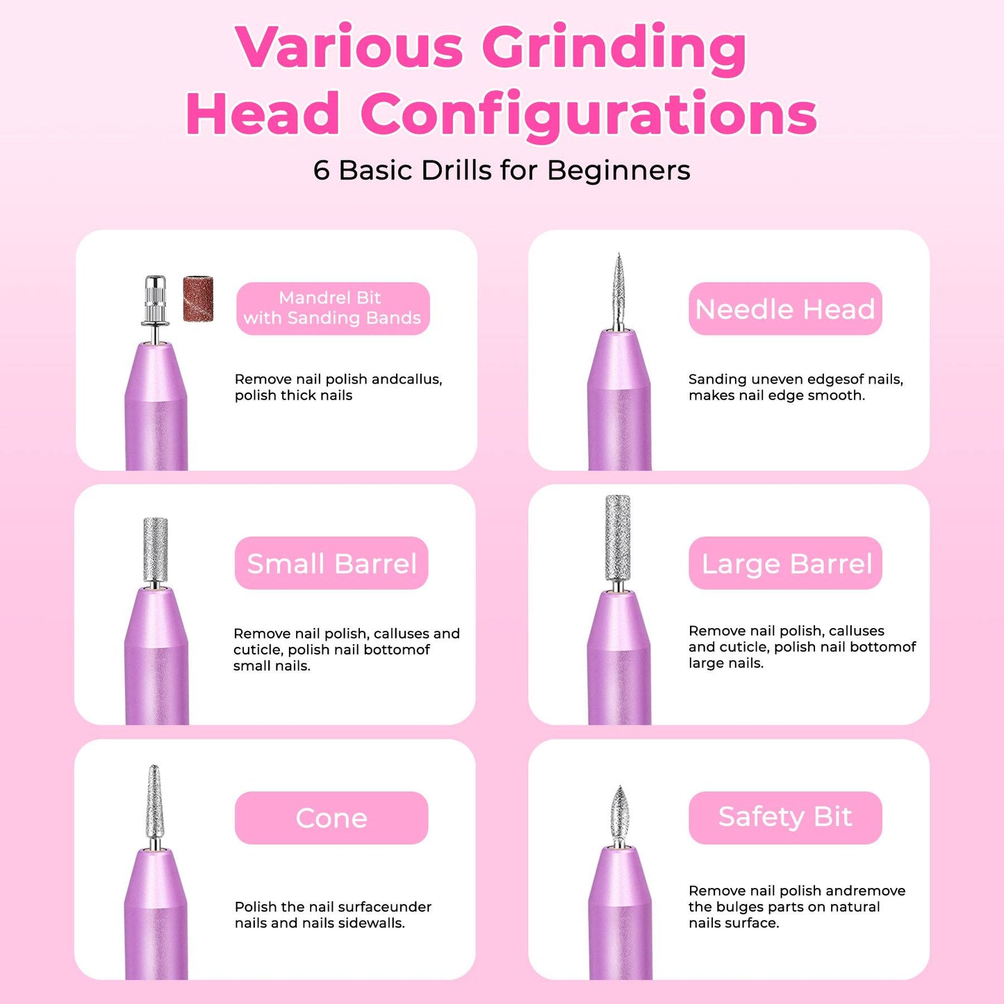 Professional Portable Electric Nail Drill,Manicure Pedicure With Nail Drill Bits
