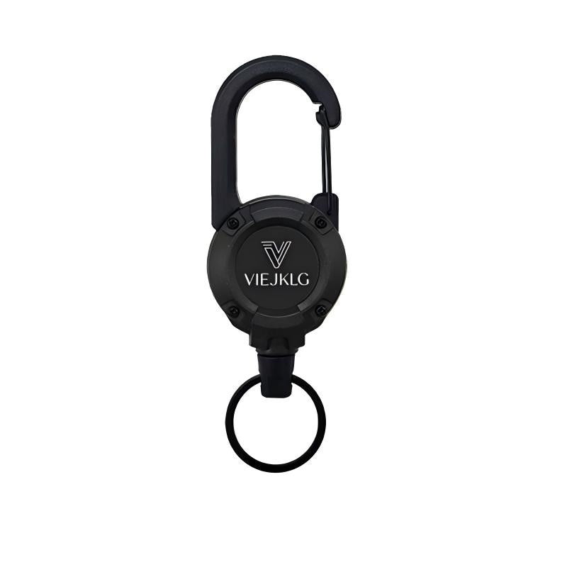 VIEJAKLG 3-in-1 Retractable Rope Carabiner Keychain, Strong Steel Wire Rope Buckle, Compact Outdoor Camping And Hiking Multifunctional Essential Item