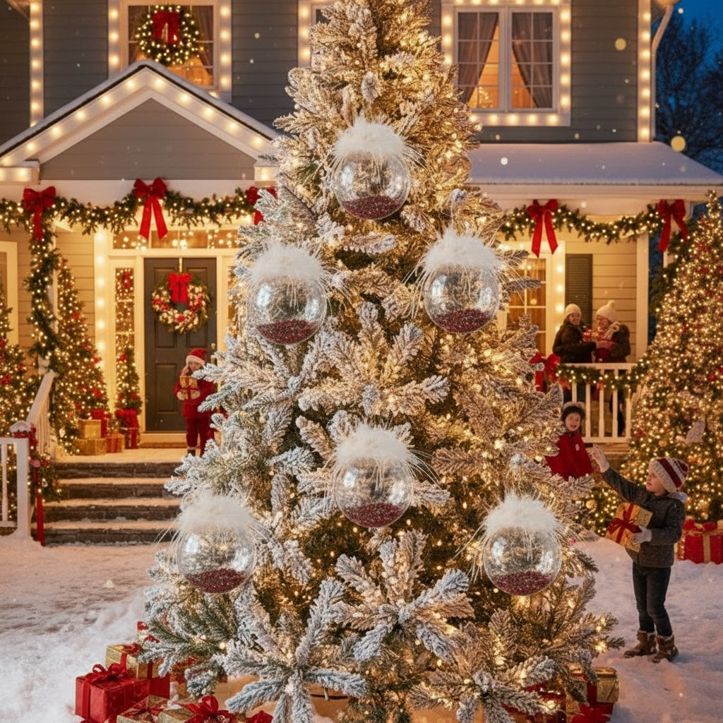 6PCS Set 3.9in Christmas Ball Tree Ornaments Glass Hanging Balls For Holiday Party & Home Decor