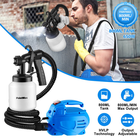 800ML Paint Spray Painter 650W Paint Sprayer Machine 800ML Per Min Output HVLP Oil Primer Water Sprayer With 3 Spraying Patterns Motor Strap Detachable Container