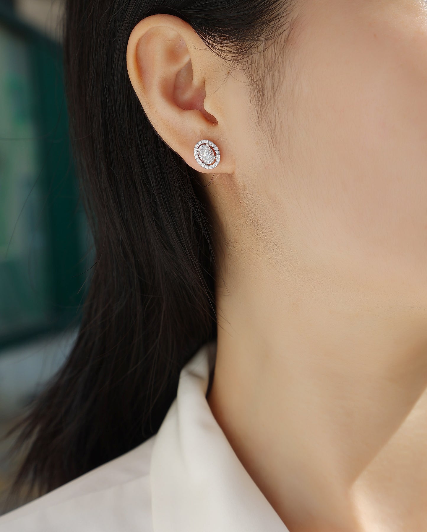 Phantom Night - Fashionable And Luxurious Diamond Jewelry Set With Moissanite S925 Sterling Silver And Platinum-plated Stud Earrings