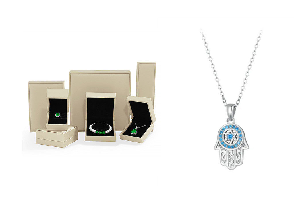 Sterling Silver Trendy Fatima's Guarding Hand Pendant Hamsa Lucky Necklaces For Women Fine Jewelry Gift