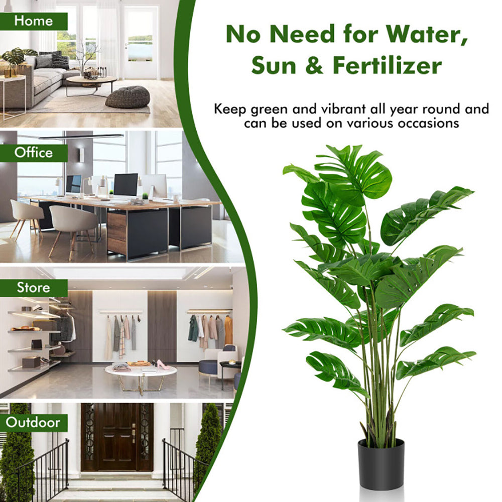 5 Feet Artificial Tree Faux Monstera Deliciosa Plant For Home Indoor And Outdoor