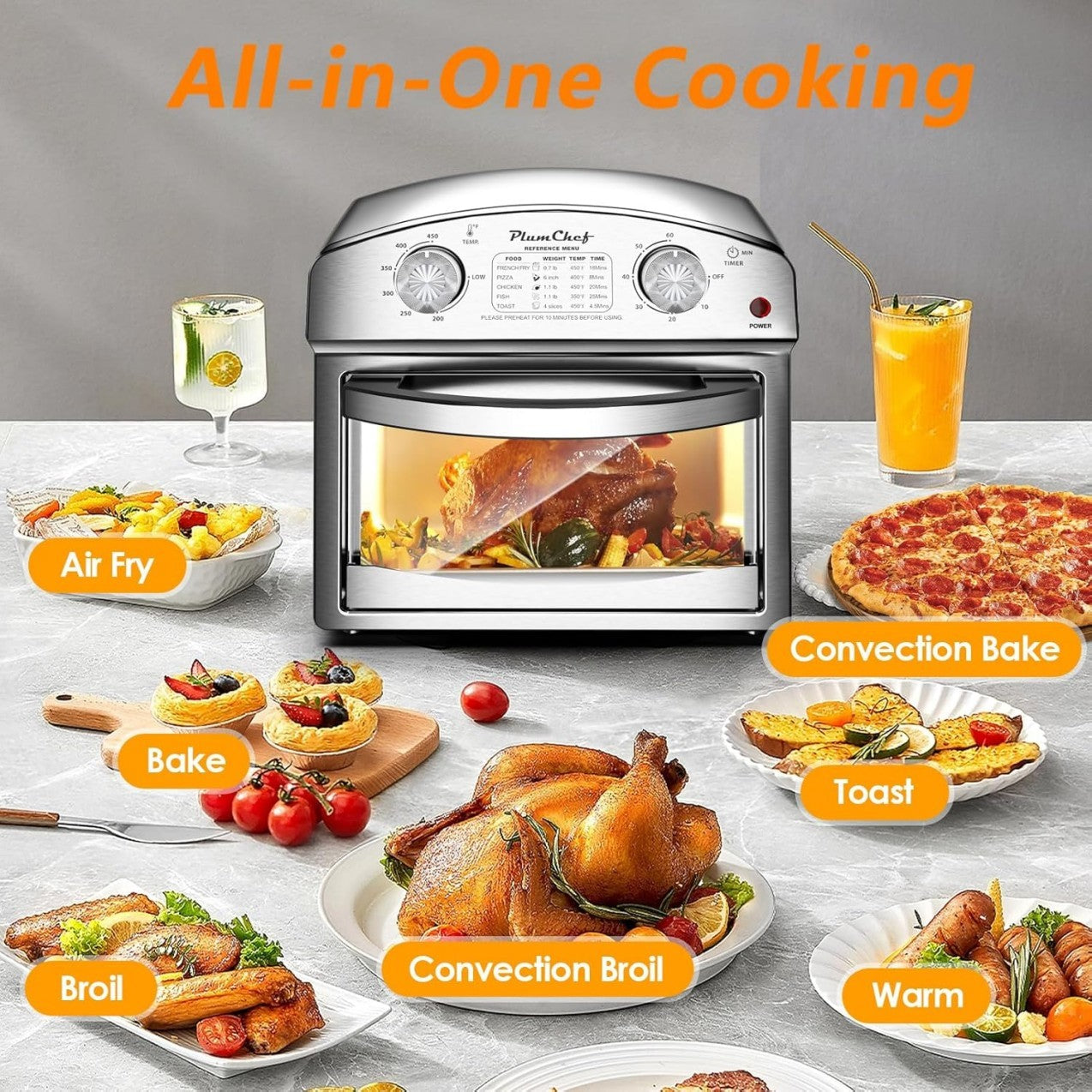 Stainless Steel 12.5 Qt Air Fryer,