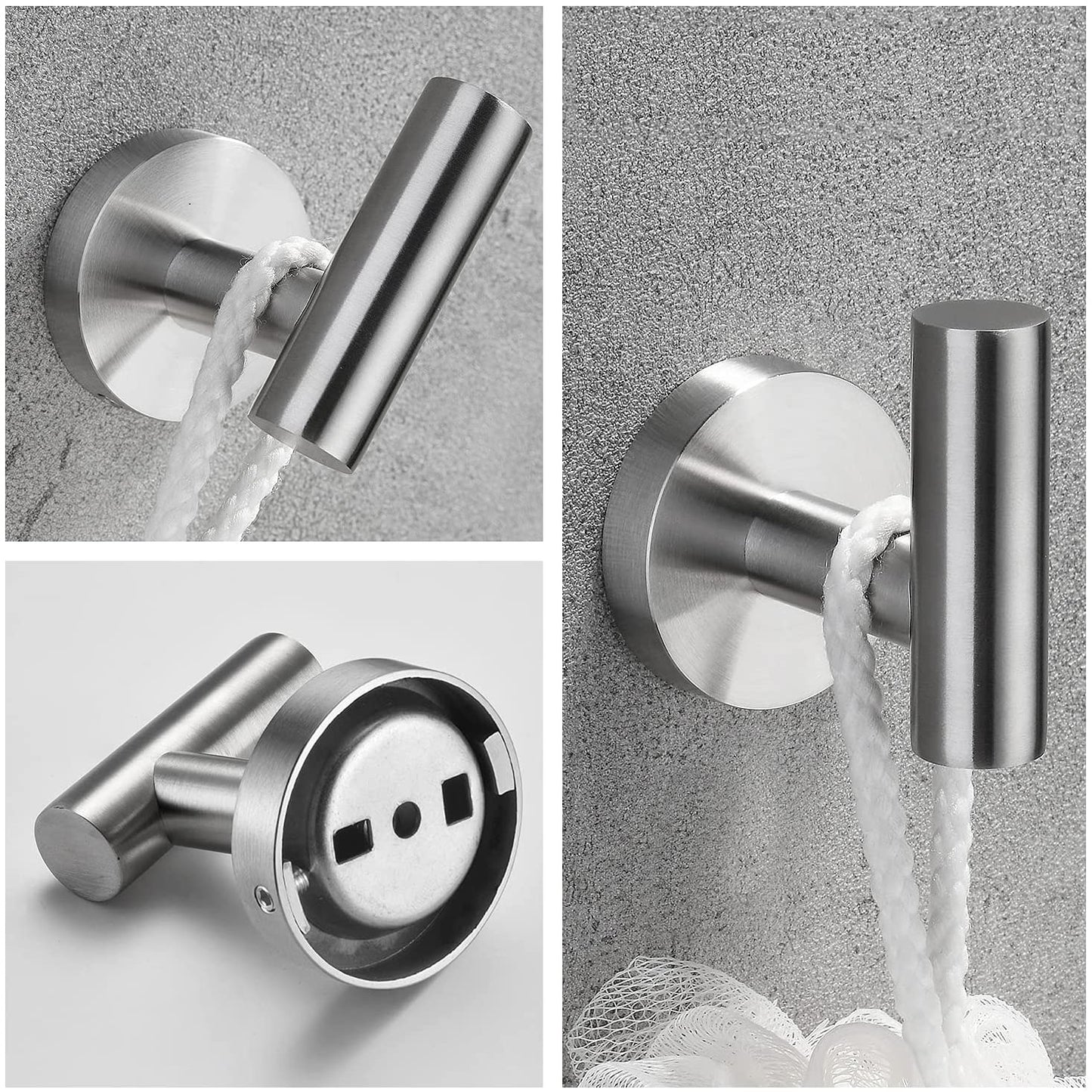 3-Pieces Bathroom Hardware Accessories Set - Towel Bar, Toilet Paper Holder, Robe Towel Hooks