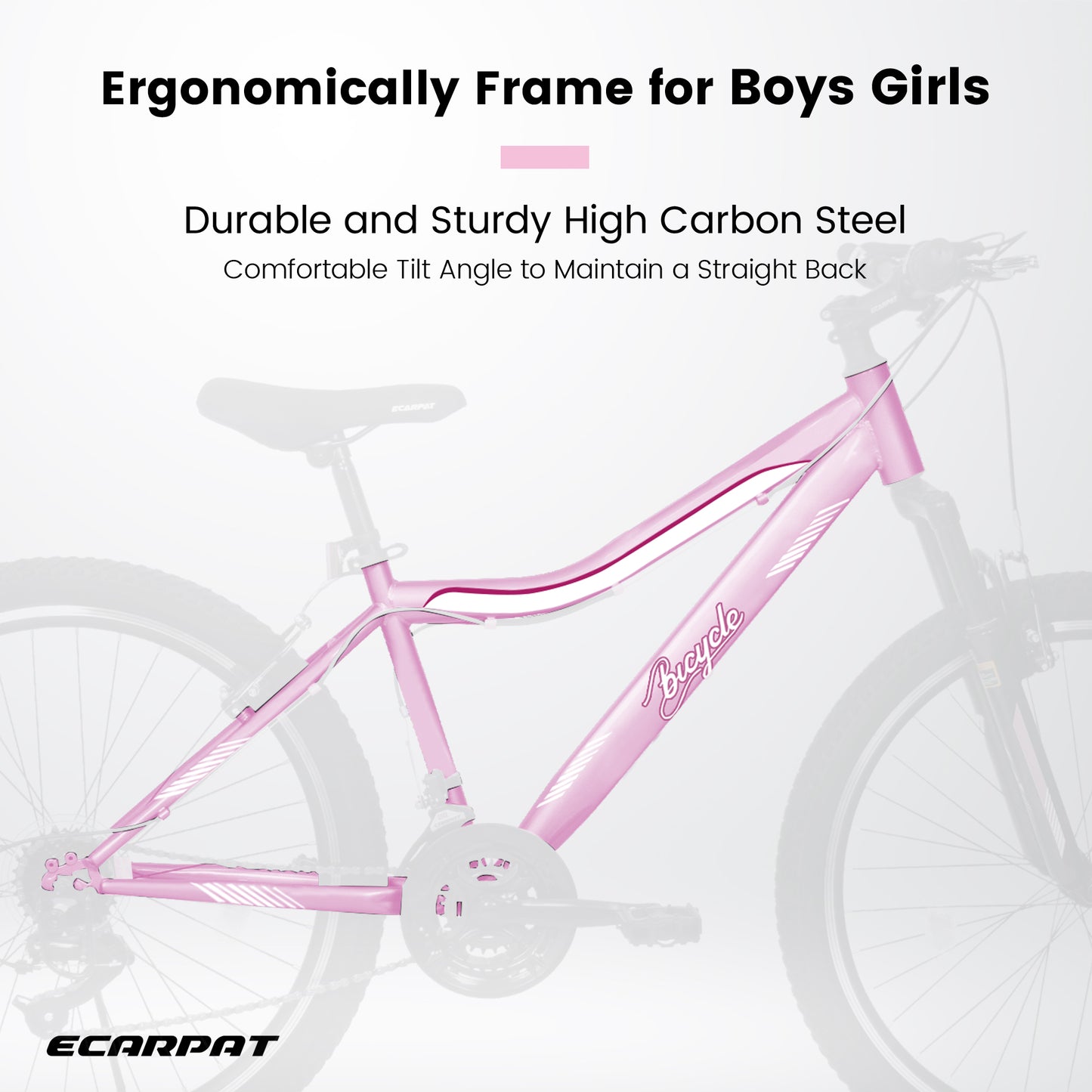 A26208D Mountain Bike 24 26 Inch, High-Density Carbon Steel Frame, 21 Speed, Front Suspension, Dual V-Brakes, Pre-Assembled For Men Women Teens