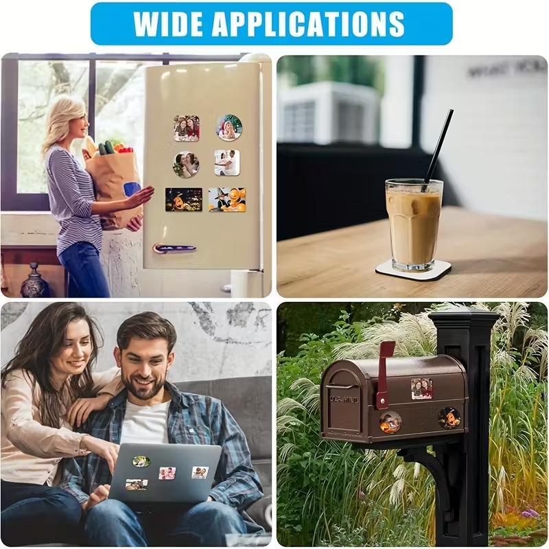 50-Piece Household Kitchen Refrigerator Magnets, Heat Transfer Blank Round Microwave Oven Wall Door Decoration Or Office Calendar Refrigerator Magnets