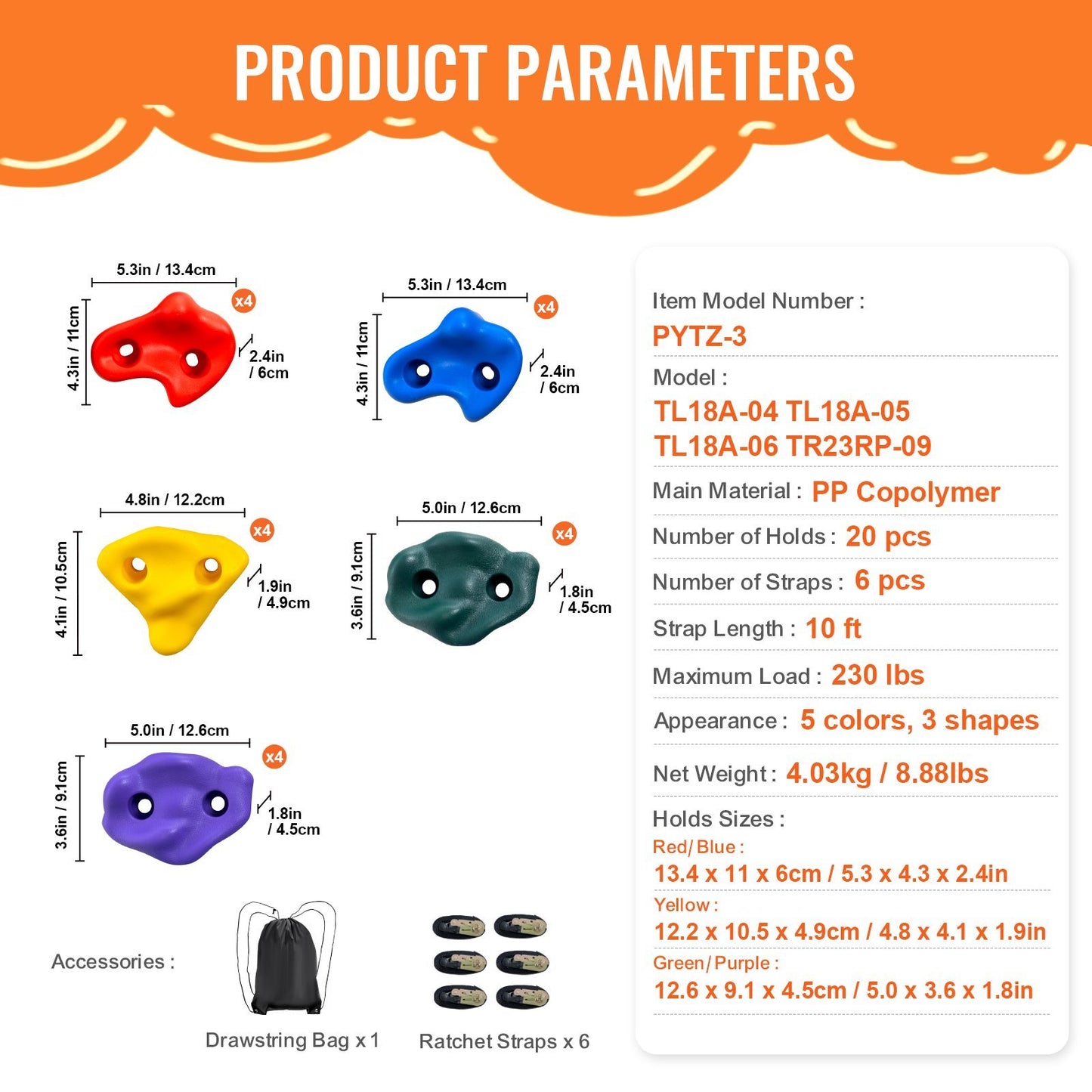 VEVOR NinjaTree Climbing Kit 20 Tree Climbing Holds 6 Ratchet Straps Outdoor