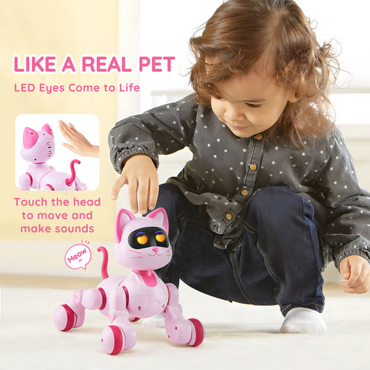 VEVOR RC Robot Cat Toy For Kid Talking Dancing Touch Remote Control Programmable