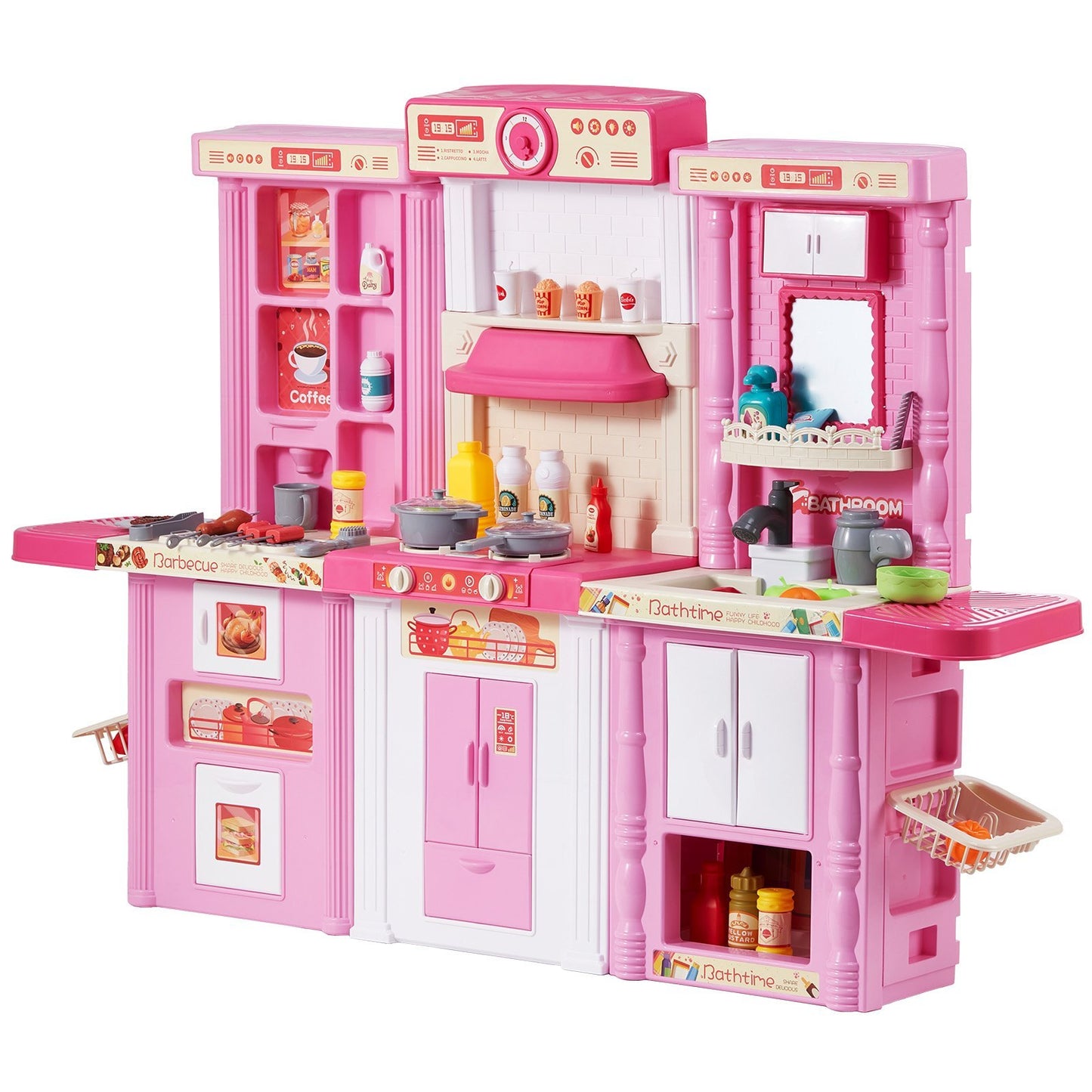 Christmas Gift  VEVOR Kitchen Playset Kids Pretend Cooking Play Toy 74 Piece Accessories