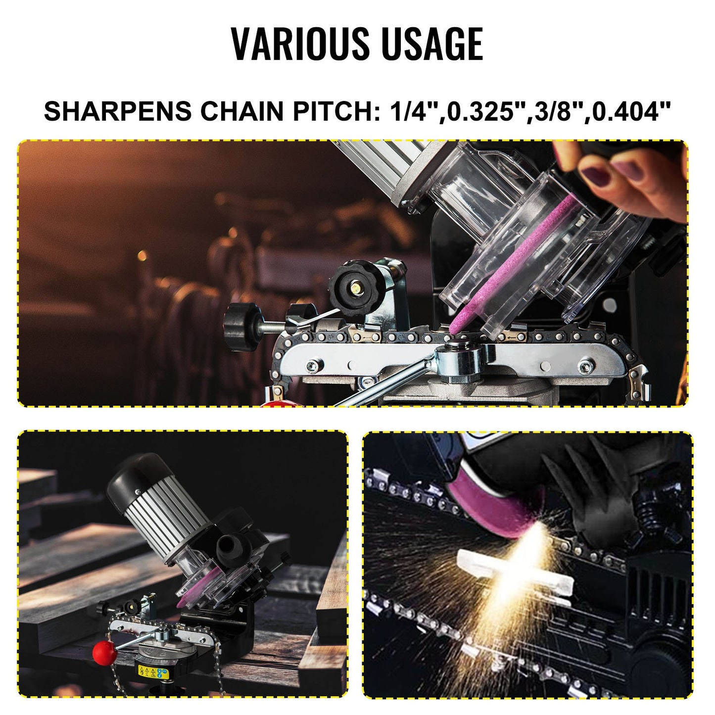 Electric Chainsaw Sharpener, 230W Professional Multi-Angle Adjustable Chain Grinder 3000RPM, Electric Chainsaw Blade Sharpener