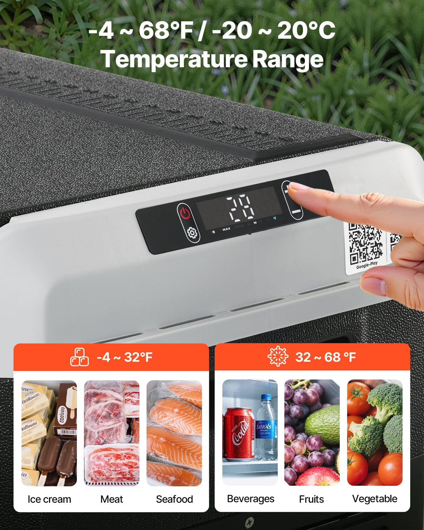 12 Volt Car Refrigerator Portable Freezer 42.3QT Electric Cooler For Camping