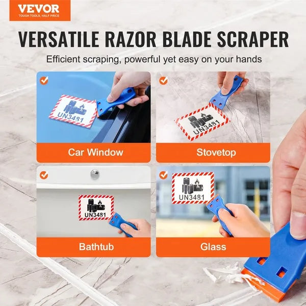 VEVOR Plastic Razor Blade Scraper 2PCS Scraper Tool 120PCS POM Plastic Blades