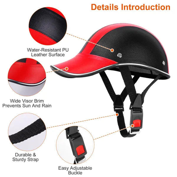 Safety Bicycle Helmet Adjustable Windproof Bike Helmet Sunshade Baseball Cap Anti UV Cycling Motorcycle Hat Leather Helmet